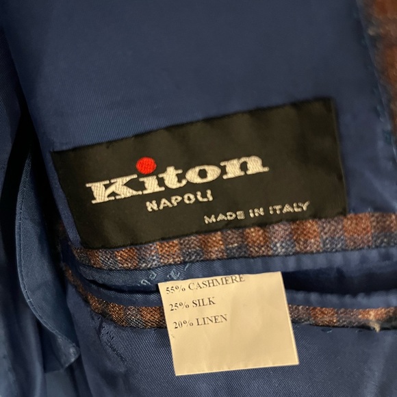 Kiton Napoli Blazer Mens 40 US 50 EU Cashmere Silk Linen Sport Coat Jacket Plaid - Picture 3 of 6